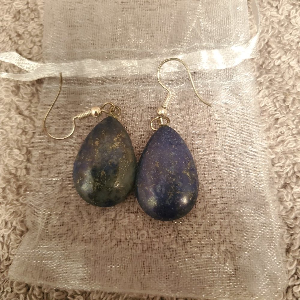 FINAL MAKRDOWN- Blue Stone Teardrop earrings - Picture 2 of 3